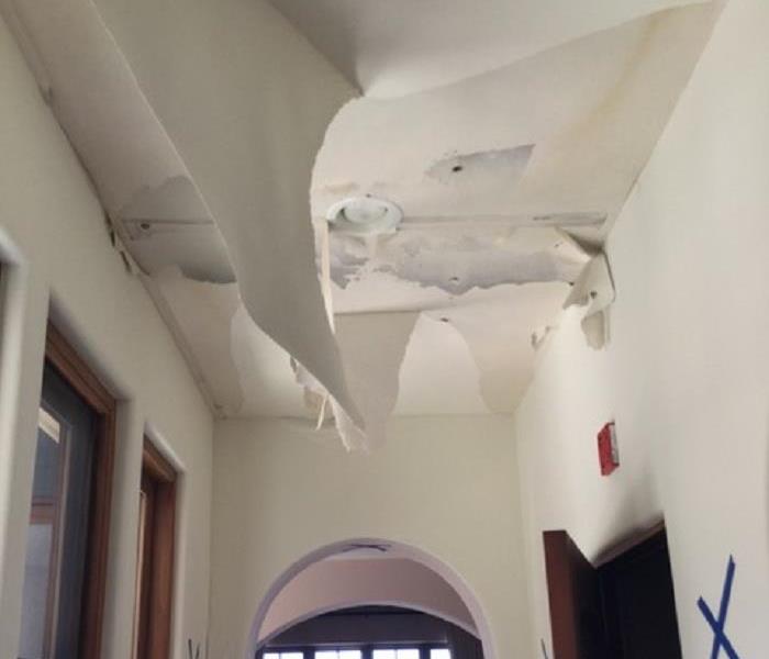 Water damage to ceiling.